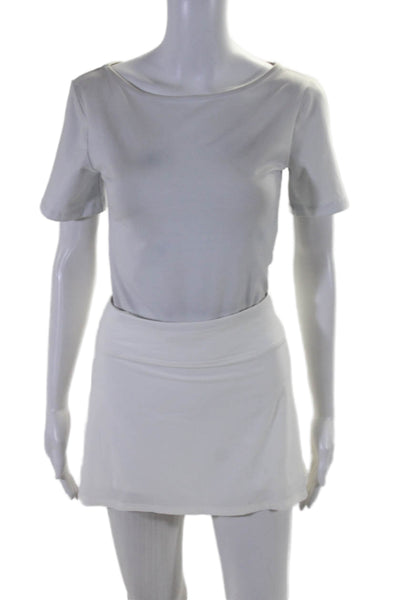 Lululemon Womens Athletic Pleated Trim Mini Skort White Size 14