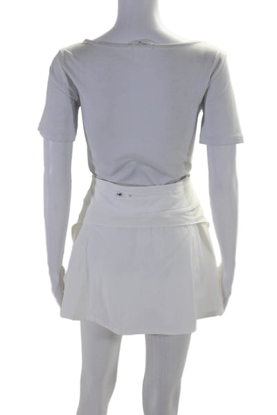 Lululemon Womens Athletic Pleated Trim Mini Skort White Size 14