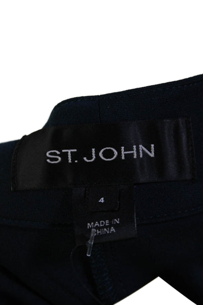 St. John Womens Mid Rise Flat Front Straight Leg Slacks Blue Size 4