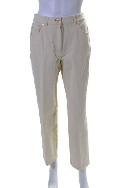 St. John Sport Womens High Rise 5 Pocket Straight Leg Pants Beige Size 4