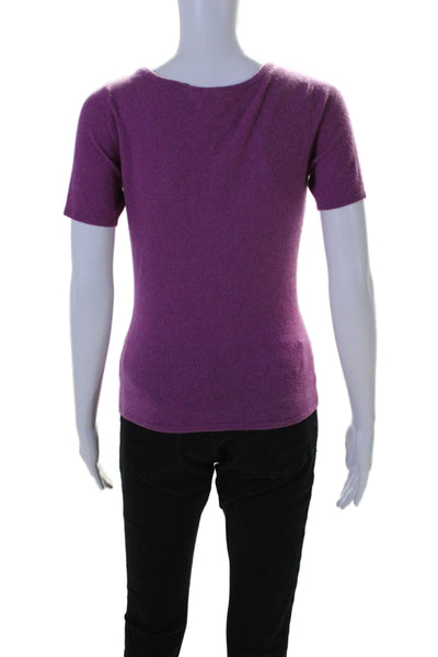 TSE Womens Cashmere Scoop Neck Short Sleeve T shirt Top Purple Size S