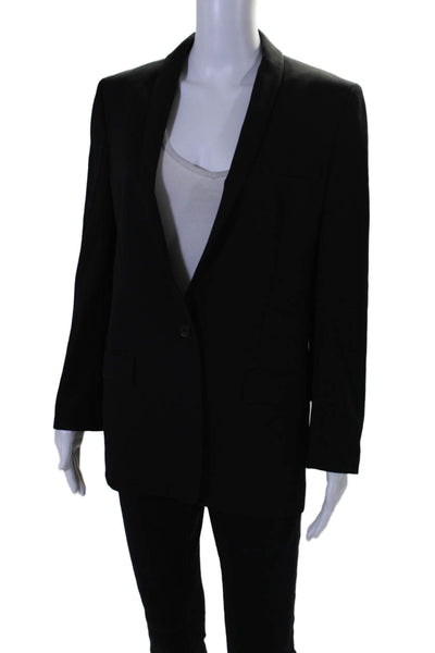 CK Calvin Klein Womens Single Breasted Lined Blazer Jacket Black Size 4