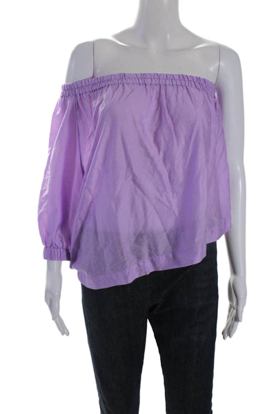 Maeve Anthropologie Womens Purple One Shoulder Short Sleeve Blouse Top Size XSP