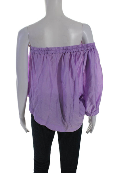 Maeve Anthropologie Womens Purple One Shoulder Short Sleeve Blouse Top Size XSP