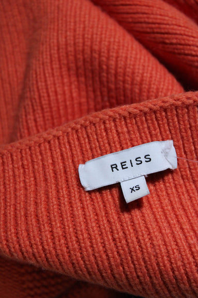 Reiss Womens Orange Mock Neck Long Sleeve Pullover Sweater Top Size XS