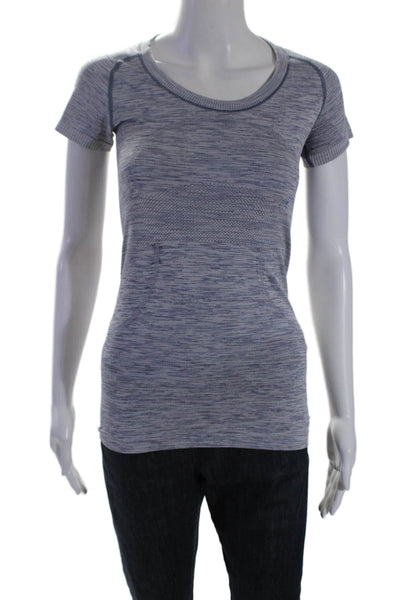 Lululemon Womens Stretch Short Sleeve Pullover Activewear Top Light Gray Size S