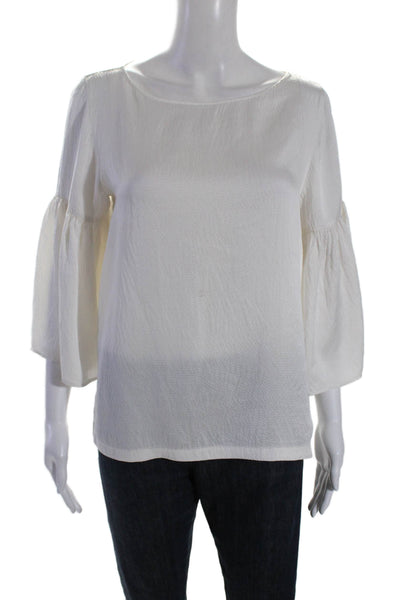 Otte New York Womens Silk Long Sleeve Pullover Blouse Top White Size S