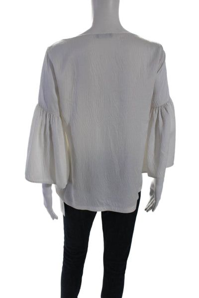 Otte New York Womens Silk Long Sleeve Pullover Blouse Top White Size S