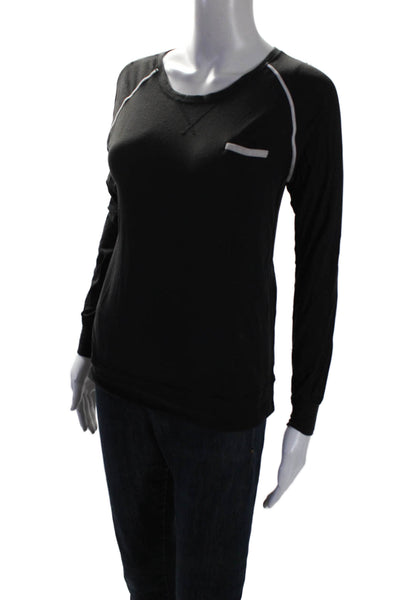 Lululemon Womens Striped Round Neck Long Sleeve Pullover Top Black Size S