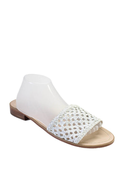 Kate Spade New York Womens Slip On Open Toe Slides Leather White Size 11