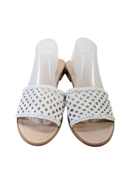 Kate Spade New York Womens Slip On Open Toe Slides Leather White Size 11