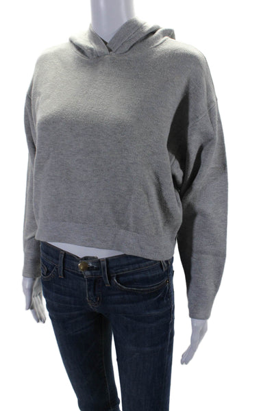 Maeve Anthropologie Womens Long Sleeve V-neck Rib Bottom Hoodie Gray Size XS