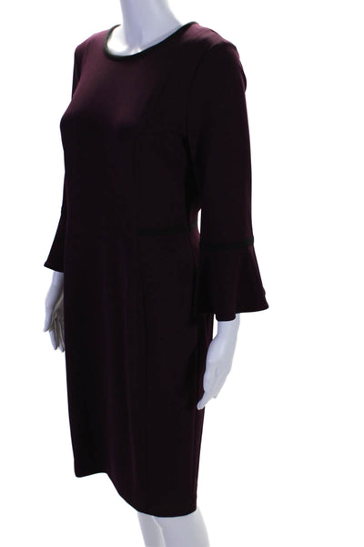 Calvin Klein Women's Round Neck Bell Sleeves A-Line Midi Dress Purple Size10