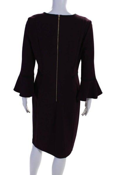 Calvin Klein Women's Round Neck Bell Sleeves A-Line Midi Dress Purple Size10