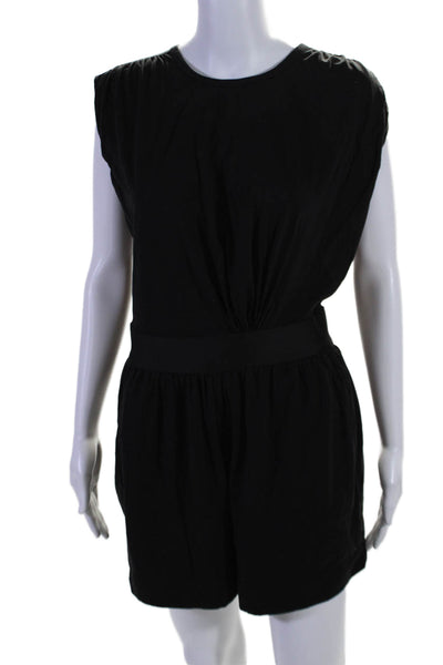 ATM Womens Cotton Sleeveless Elastic Waist One Piece Romper Black Size S