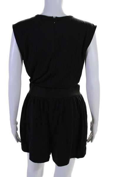 ATM Womens Cotton Sleeveless Elastic Waist One Piece Romper Black Size S