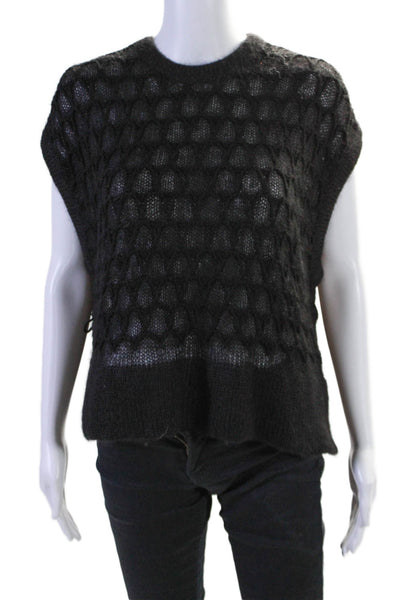 Helmut Lang Womens Sleeveless Crewneck Sheer Knit Top Black Size P