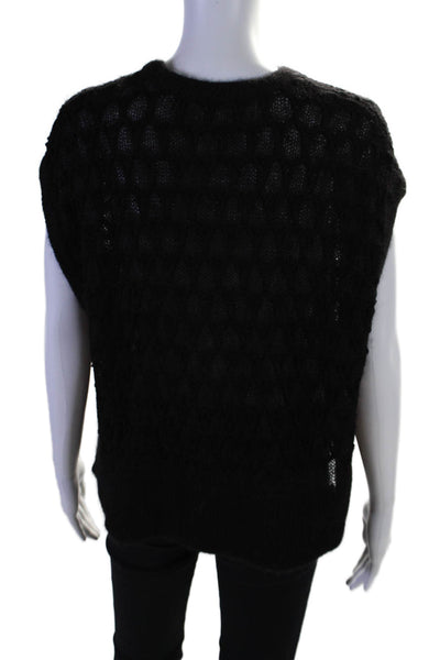 Helmut Lang Womens Sleeveless Crewneck Sheer Knit Top Black Size P