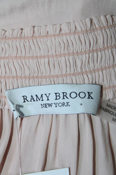 Ramy Brook Womens Short Sleeve Smocked Blouse Pink Size M