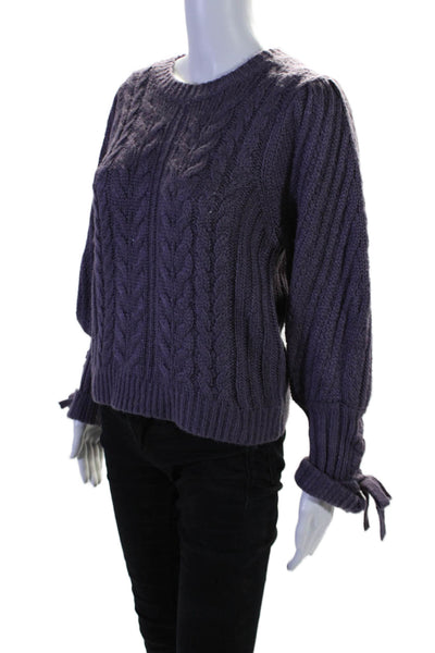 525 Womens Long Sleeve Crewneck Cable Knit Pullover Sweater Purple Size M