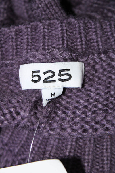 525 Womens Long Sleeve Crewneck Cable Knit Pullover Sweater Purple Size M