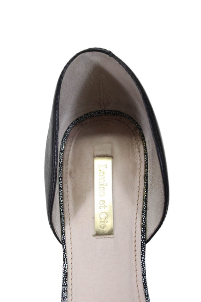 Louise et Cie Womens Leather Slide On D'Orsay Flats Black Size 9 Medium