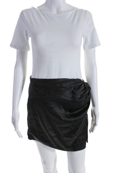 Retrofete Womens Silk Lace Trim Twist Knot Mini Skirt Black Size Medium