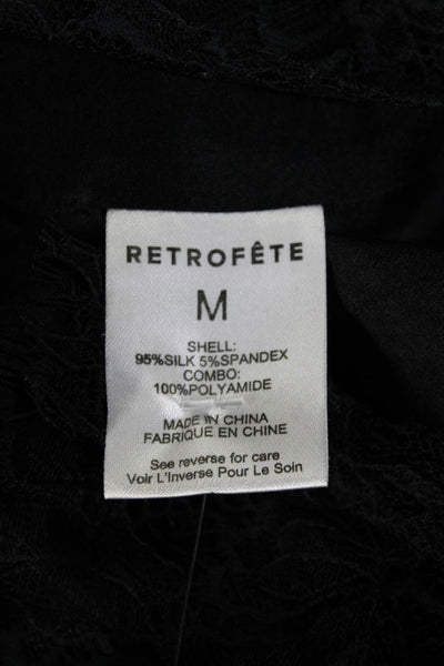 Retrofete Womens Silk Lace Trim Twist Knot Mini Skirt Black Size Medium