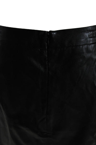 Laundry by Shelli Segal Womens Leather Faux Wrap Zip Up Skirt Black Size 6