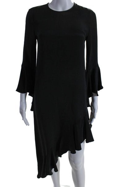 Alexis Womens Silk Long Sleeves Asymmetrical Tiered Dress Black Size Extra Small