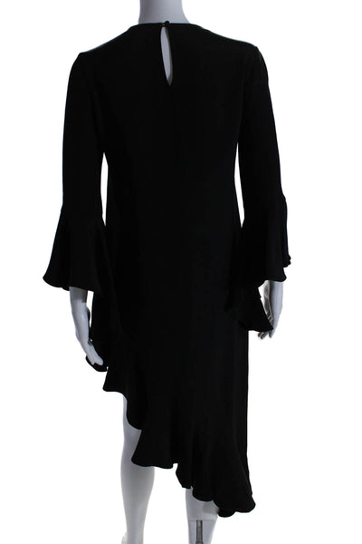 Alexis Womens Silk Long Sleeves Asymmetrical Tiered Dress Black Size Extra Small