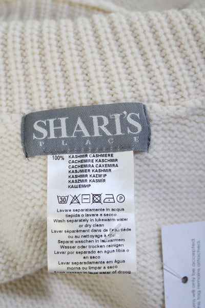 Sharis Place Womens Cashmere Sleeveless Turtleneck Shell Sweater White Size Smal