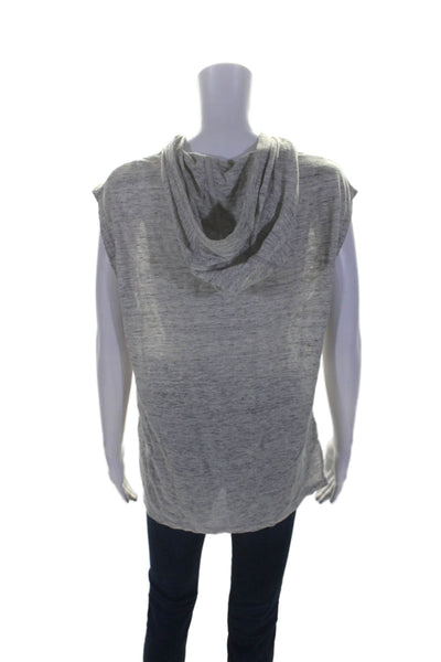 Vince Womens Linen Sleeveless Ribbed Hood Thin Knit Sweater Gray Size S