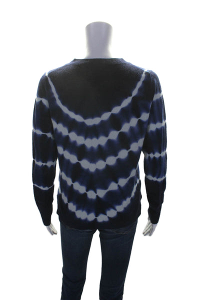 J Crew Womens Cashmere Knit Round Neck Tie Dye Ribbed Sweater Blue Size S