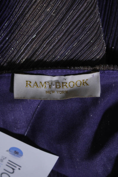 Ramy Brook Womens Texture Lined Front Tie Sleeveless Halter Neck Top Purple Size