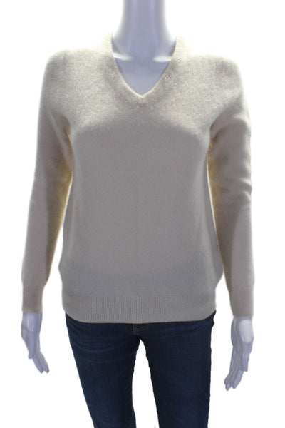 J Crew Womens Cashmere Rib V-neck Long Sleeve Knit Sweater Nude Size S