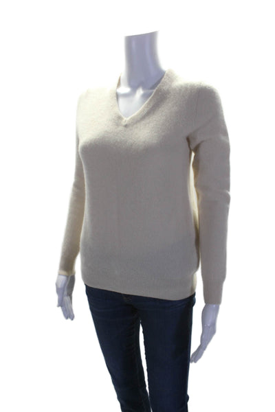 J Crew Womens Cashmere Rib V-neck Long Sleeve Knit Sweater Nude Size S