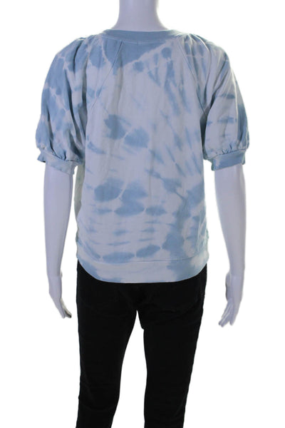 Z Supply Womens Cotton Tie Dye Crew Neck Short Sleeve Sweatshirt Top Blue Size S