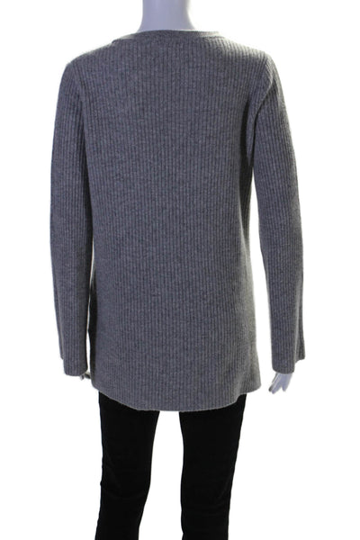 Madeleine Thompson Womens Cashmere Ribbed Pullover Sweater Top Gray Size S