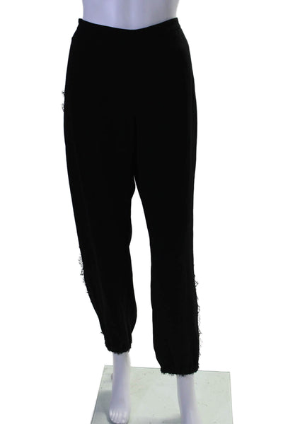 Sonia Rykiel Womens Lace Trim Stretch High-Rise Tapered Pants Black Size 44