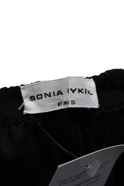 Sonia Rykiel Womens Lace Trim Stretch High-Rise Tapered Pants Black Size 44