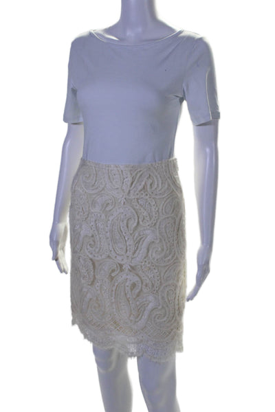 Magid Bernard Women's Hook Closure Scallop Hem A-Line Mini Skirt Cream Size M