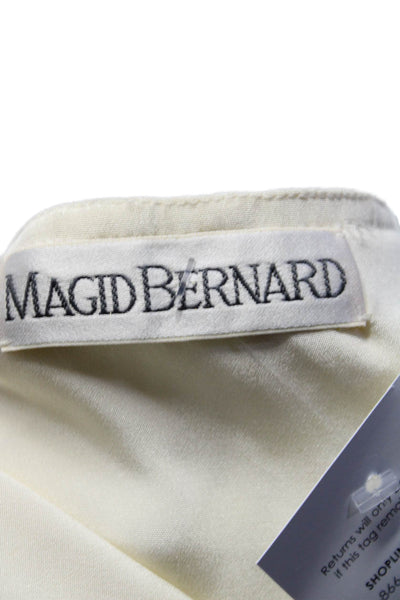 Magid Bernard Women's Hook Closure Scallop Hem A-Line Mini Skirt Cream Size M