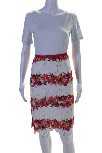 Patrizia Luca Women's Hook Closure A-Line Lined Floral Mini Skirt Size L