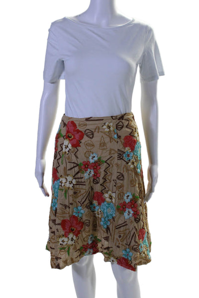 Johnny Was Women's Button Closure Lined Flare Floral Mini Skirt Size 10