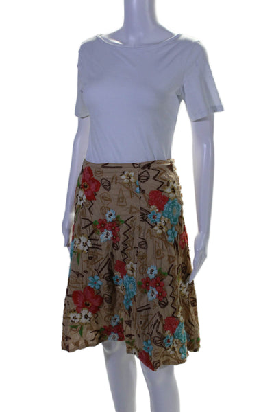 Johnny Was Women's Button Closure Lined Flare Floral Mini Skirt Size 10