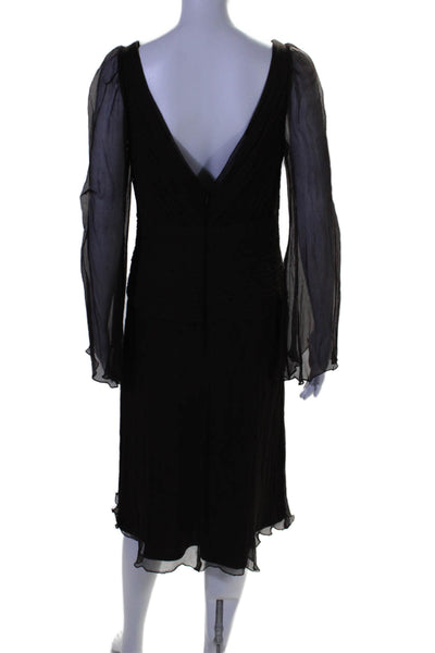 Tadashi Collection Women's Long Sleeves Rouge Flare Mini Dress Brown Size 12