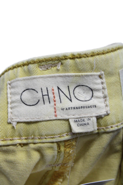 Chino Anthropologie Women's Button Closure Straight Leg Pants Yellow Size 29