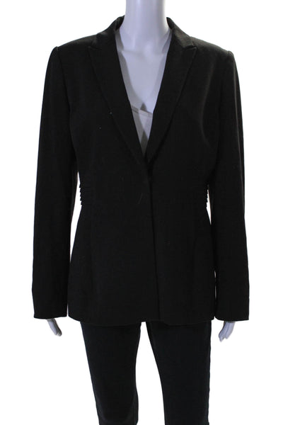 Calvin Klein Women's Collared Long Sleeves Lined One Button Blazer Black Size 10