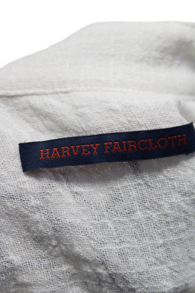 Harvey Faircloth Womens Button Down Shirt White Navy Blue Cotton Size 6